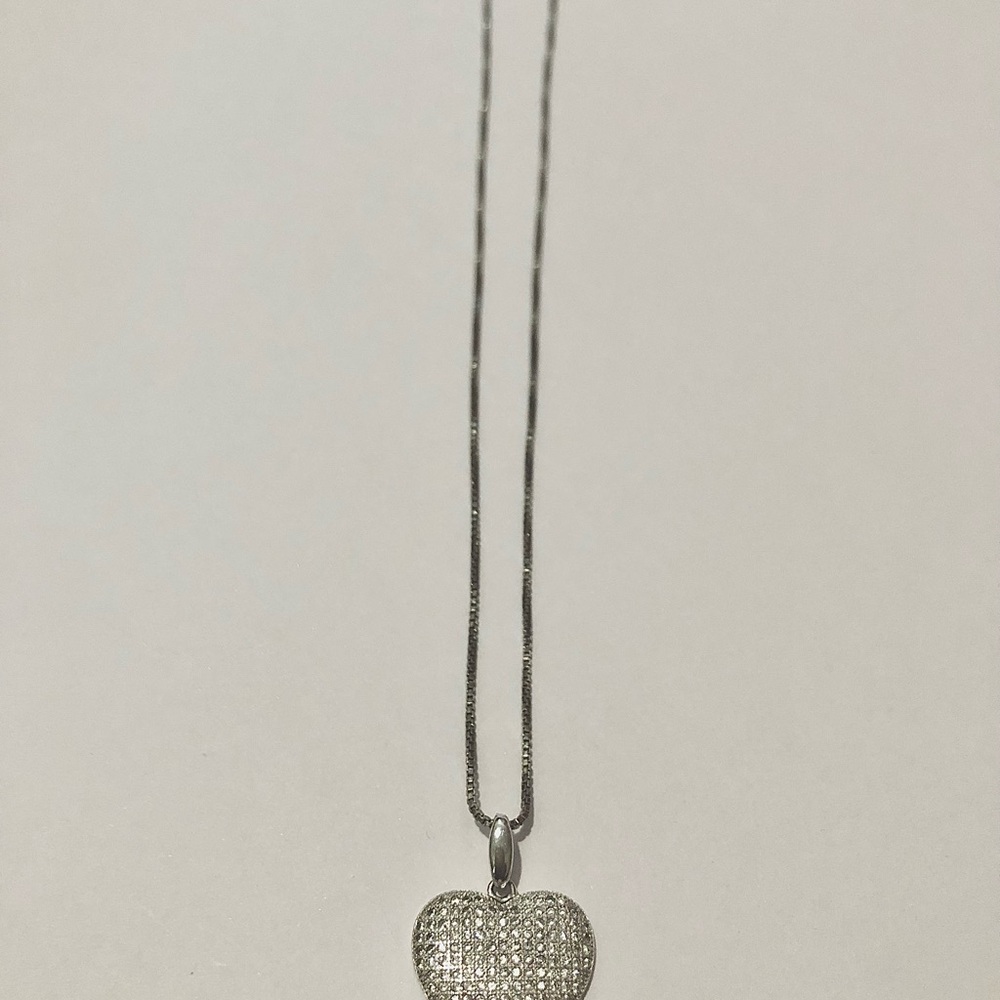 Silver Pavé Heart Pendant Necklace